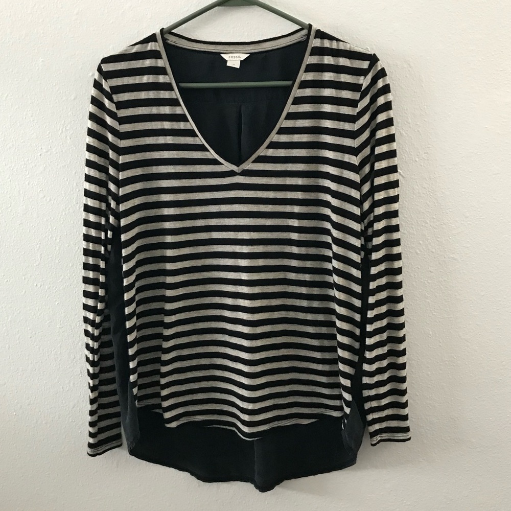 Fossil long sleeve top silk & rayon Sz medium